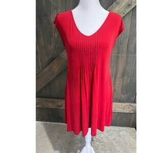 Eileen Fisher 100% Silk Dress Womens Small Red Sleeveless Pullover Short Stretch